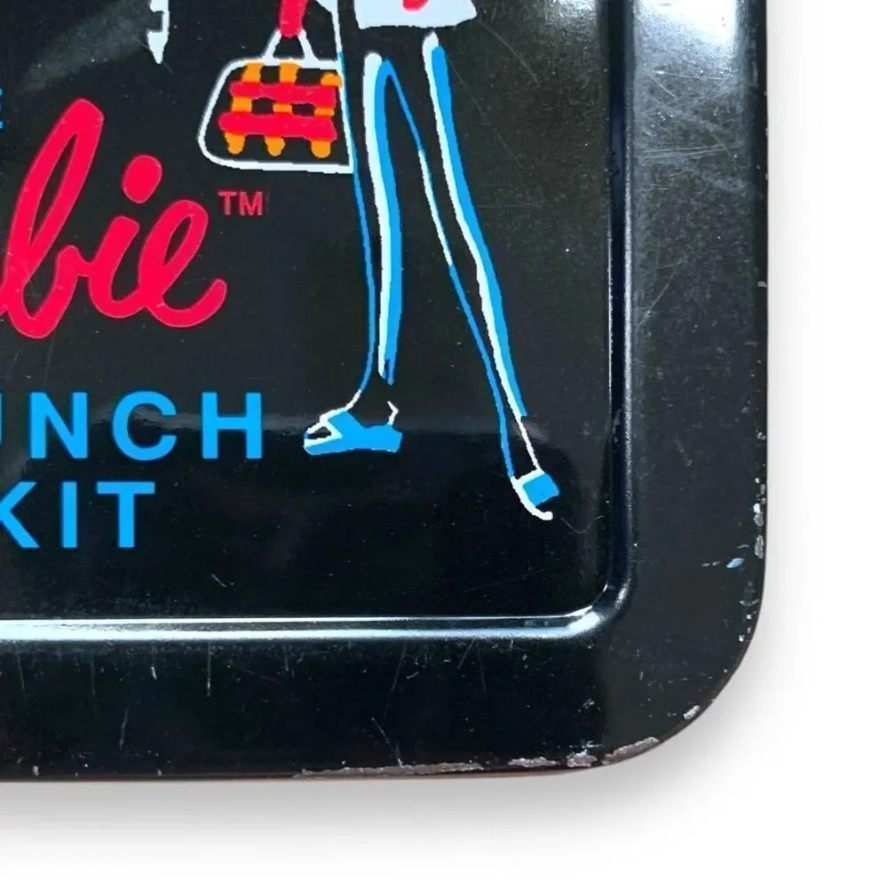 Vintage 90s Barbie X Hallmark Black‎ Lunch Kit Metal Red Handle Limited Edition